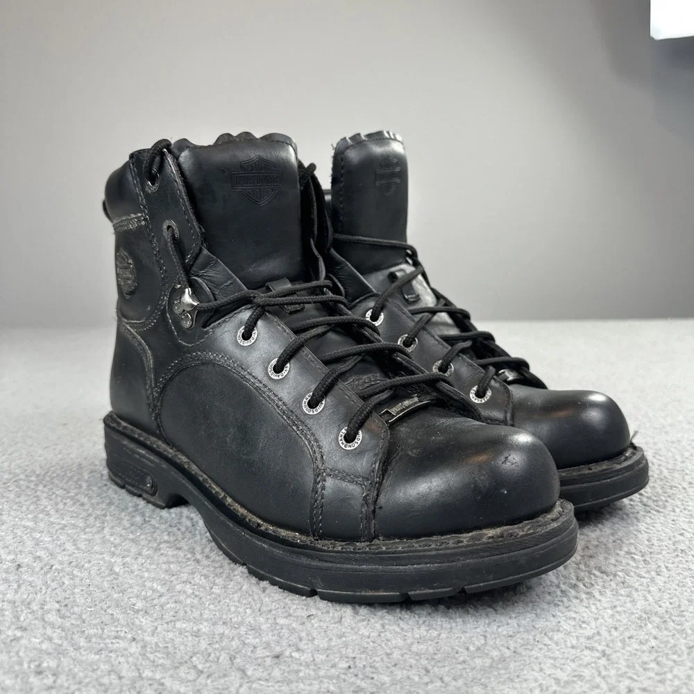 Harley Davidson Motorcycles Leather Steel Toe Riding Boots Men 10 Black Work
